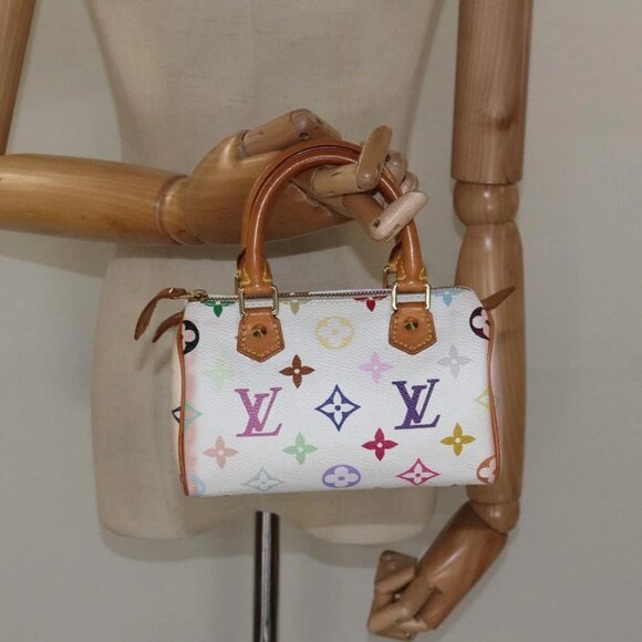 LOUIS VUITTON Monogram Multicolor Mini Speedy Hand Bag White M92645 Auth BA414AV - Picture 3 of 16